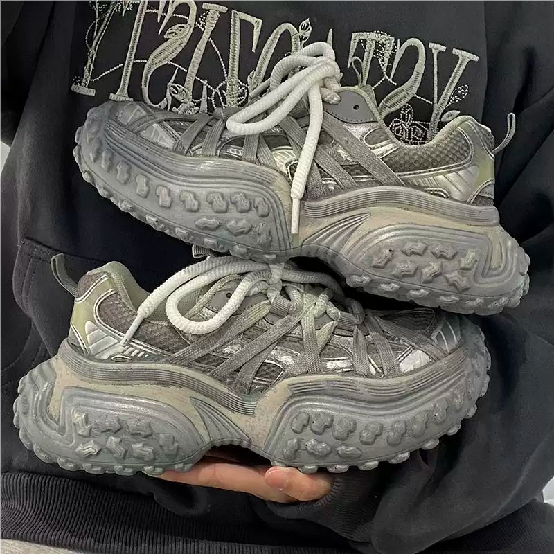 国潮ins港风复古榴莲底轮胎老爹鞋男vibe高街小众潮流增高运动鞋